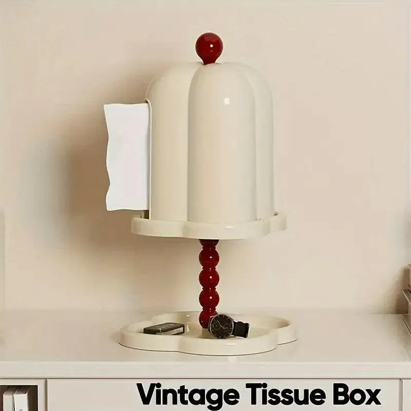 Double Shelf Paper Towel Box Dustproof Lid Vintage Tissue Holder for Kitchen - Green