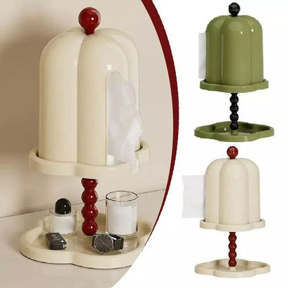 Double Shelf Paper Towel Box Dustproof Lid Vintage Tissue Holder for Kitchen - Green
