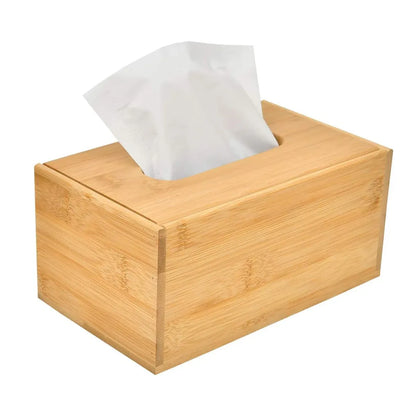 Bamboo Tissue Box Wooden Cover Dispenser Holder Storage Case for Home and Office