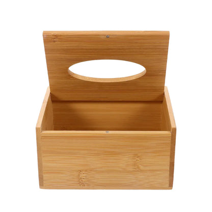 Bamboo Tissue Box Wooden Cover Dispenser Holder Storage Case for Home and Office