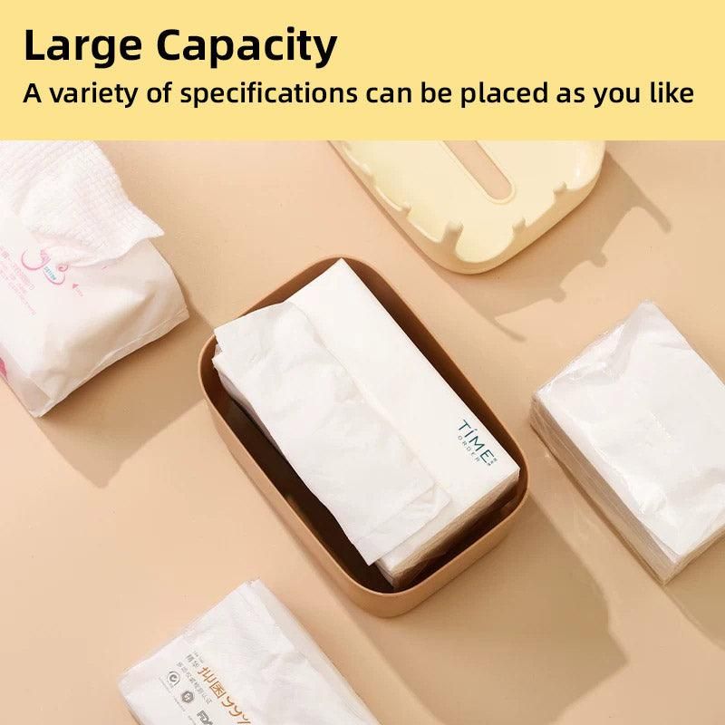 Cream Tissue Box Desktop Paper Holder Decorative Cardboard Napkin Storage Case - Yellow