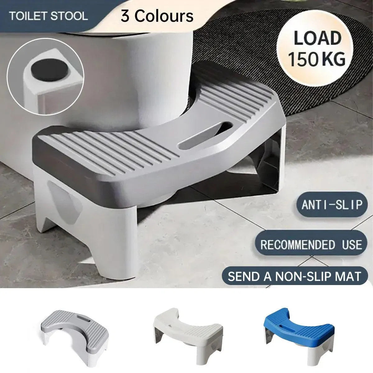 Thickened Toilet Squatting Stool Bathroom Footstool Household Restroom Pad - Grey