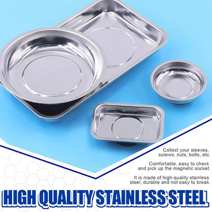 5PCS Stainless Steel Tool Tray Storage Set with Strong Iron-Grip Sturdy for Garage Workshop