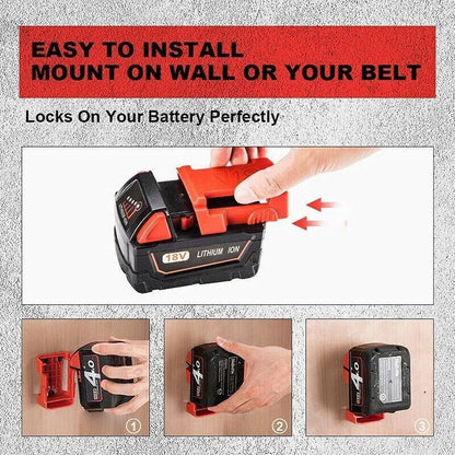 5Pcs Battery Mount Holder Stand For Milwaukee M18 18V Tool Battery Accessories - Black