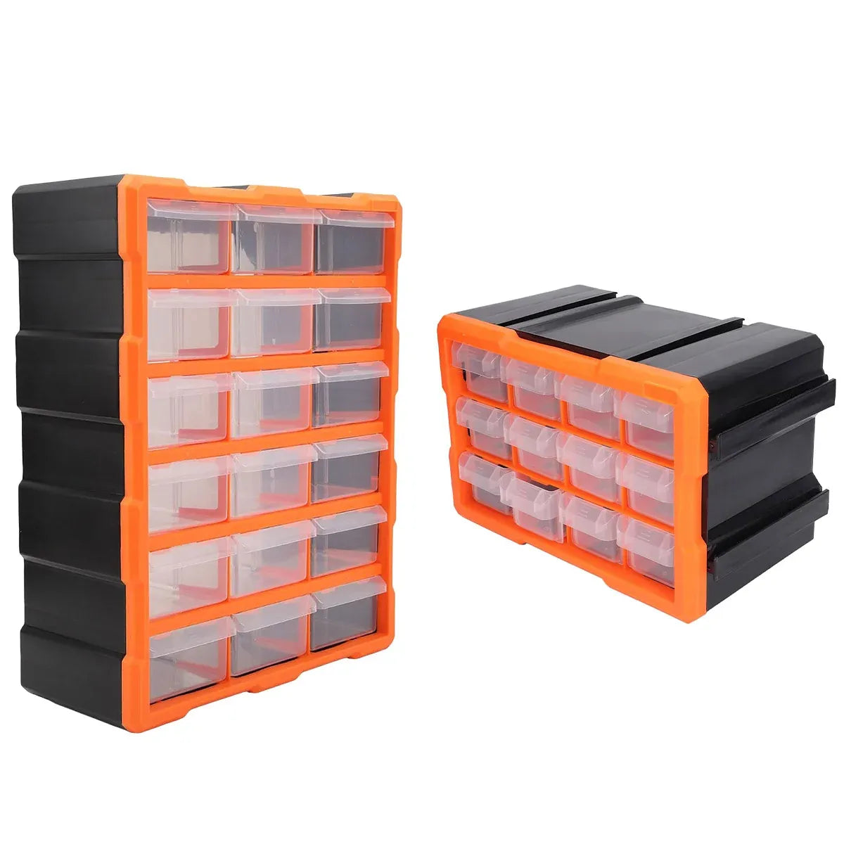Tool Storage Bin Parts Organizer Drawers Cabinet Box Chest Plastic With Dividers - 18 Drawers