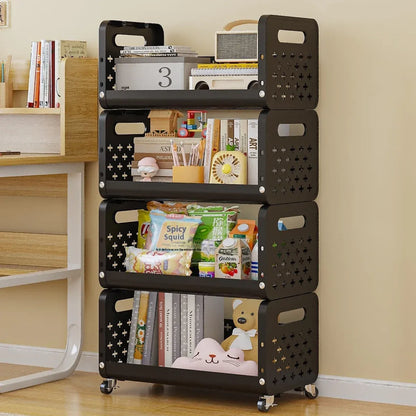Multi-functional Kitchen Rack Movable Multi-layer Snack Storage Cart Shelf