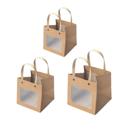 Square Paper Bags Standard Kraft Material Sturdy Multipurpose Available 3 Sizes - 25pcs-12*12*12cm