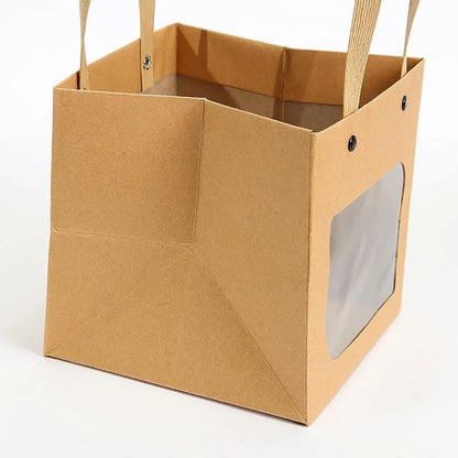 Square Paper Bags Standard Kraft Material Sturdy Multipurpose Available 3 Sizes - 25pcs-12*12*12cm