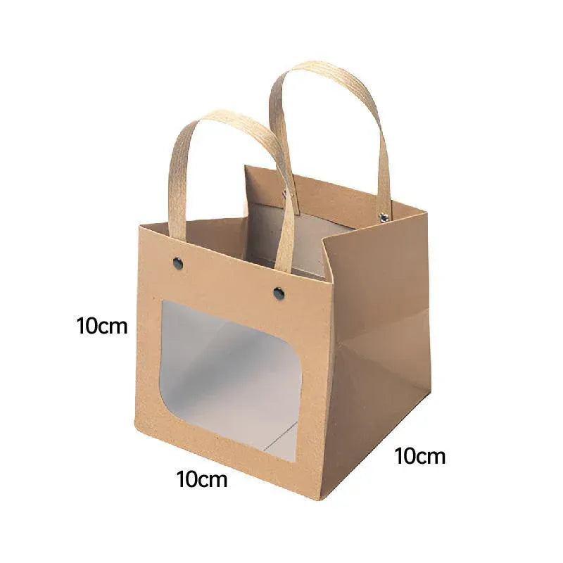Square Paper Bags Standard Kraft Material Sturdy Multipurpose Available 3 Sizes - 25pcs-12*12*12cm