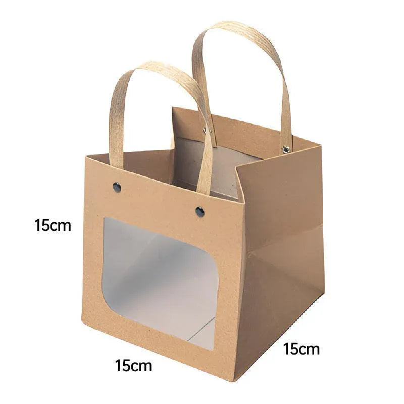 Square Paper Bags Standard Kraft Material Sturdy Multipurpose Available 3 Sizes - 25pcs-12*12*12cm