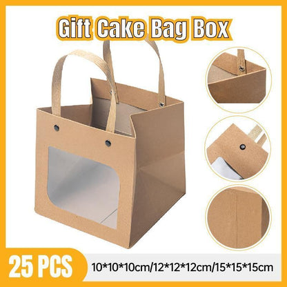 Square Paper Bags Standard Kraft Material Sturdy Multipurpose Available 3 Sizes - 25pcs-15*15*15cm