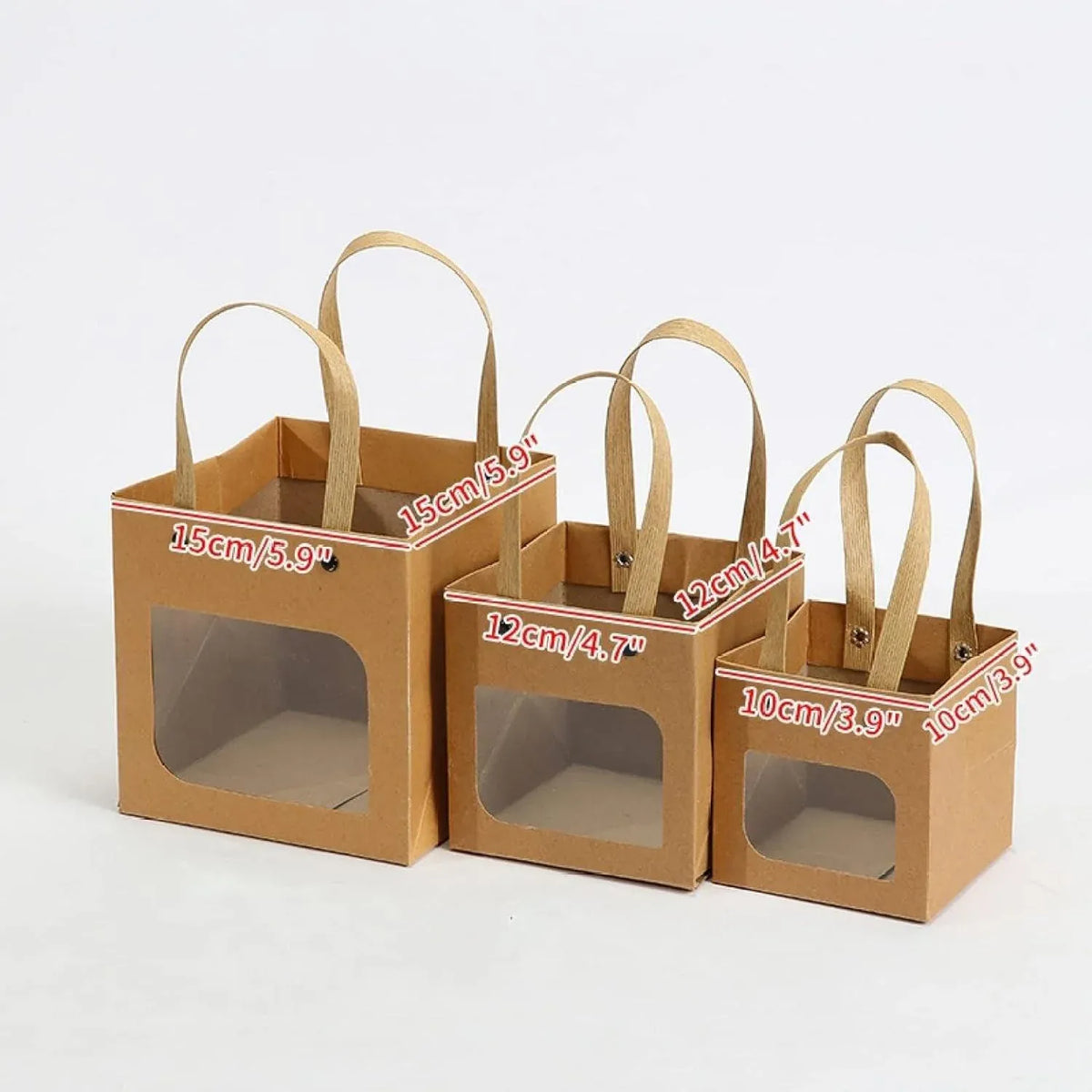 Square Paper Bags Standard Kraft Material Sturdy Multipurpose Available 3 Sizes - 25pcs-15*15*15cm