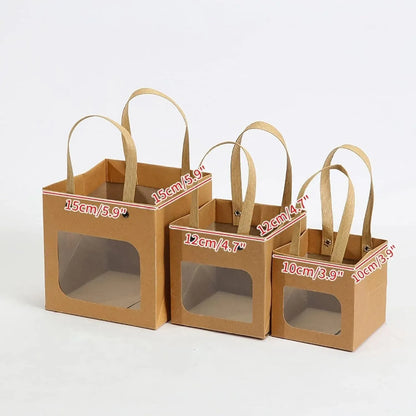 Square Paper Bags Standard Kraft Material Sturdy Multipurpose Available 3 Sizes - 25pcs-15*15*15cm