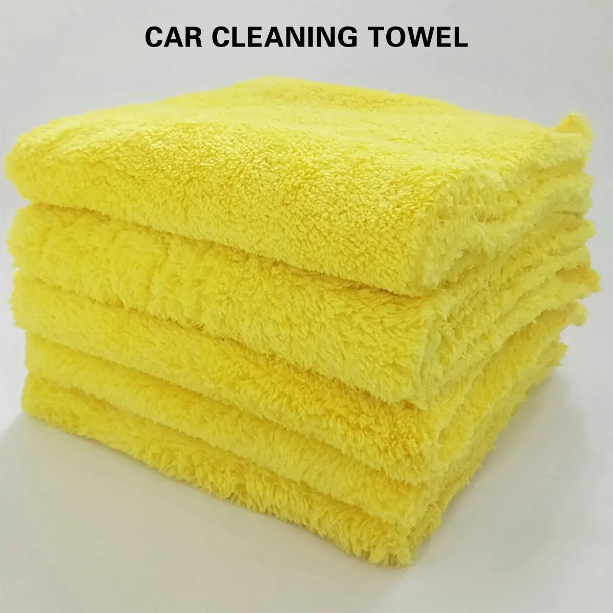10PCS Microfiber Cleaning Cloths Car Detailing Towels Polishing Rags No Scratch - Yellow