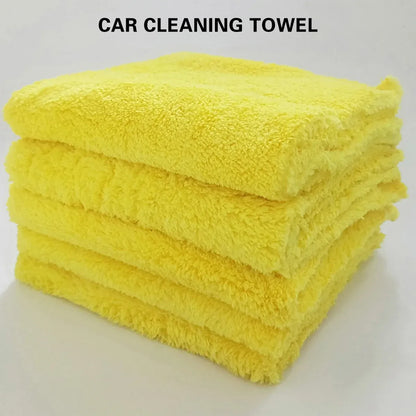 10PCS Microfiber Cleaning Cloths Car Detailing Towels Polishing Rags No Scratch - Yellow