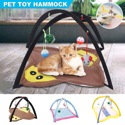 Breathable Pet Hammock Cat Bed with Fun Cartoon Bell Toy Cat Tent Supplies - Little Bee