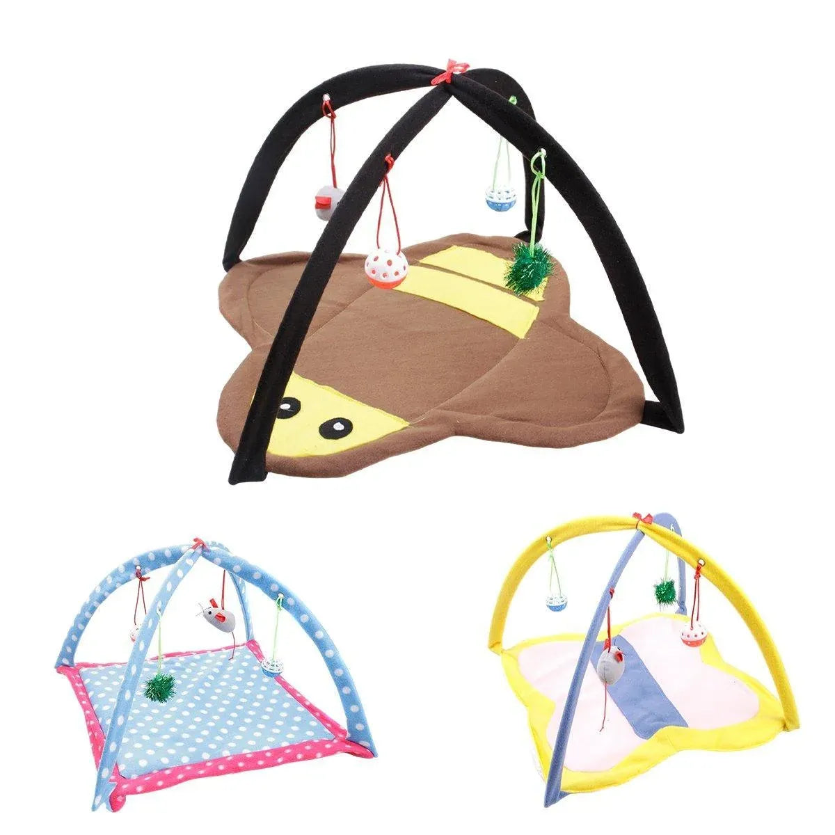 Breathable Pet Hammock Cat Bed with Fun Cartoon Bell Toy Cat Tent Supplies - Little Bee