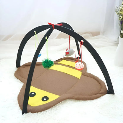 Breathable Pet Hammock Cat Bed with Fun Cartoon Bell Toy Cat Tent Supplies - Little Bee