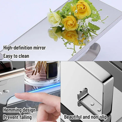 304 Stainless Steel Toilet Paper Holder Non-perforated Roll with Phone Rack - Silver