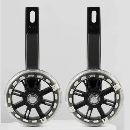12–20 Inch Bike Training Wheels Flashing PVC Silent Stabilizer Auxiliary Support - Black