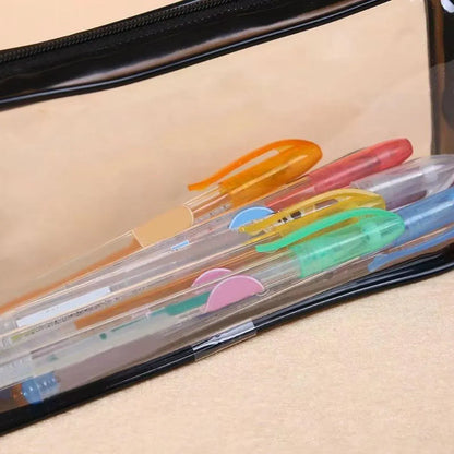 8PCS Waterproof Transparent Zipper Pencil Case Cosmetic Stationery Organizer Bag