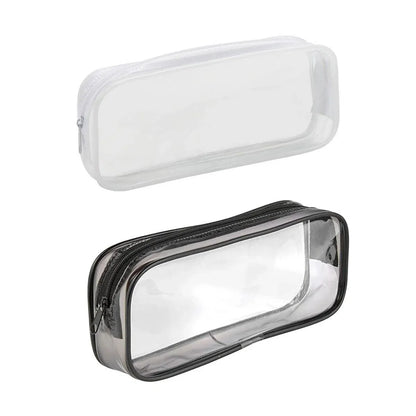 8PCS Waterproof Transparent Zipper Pencil Case Cosmetic Stationery Organizer Bag