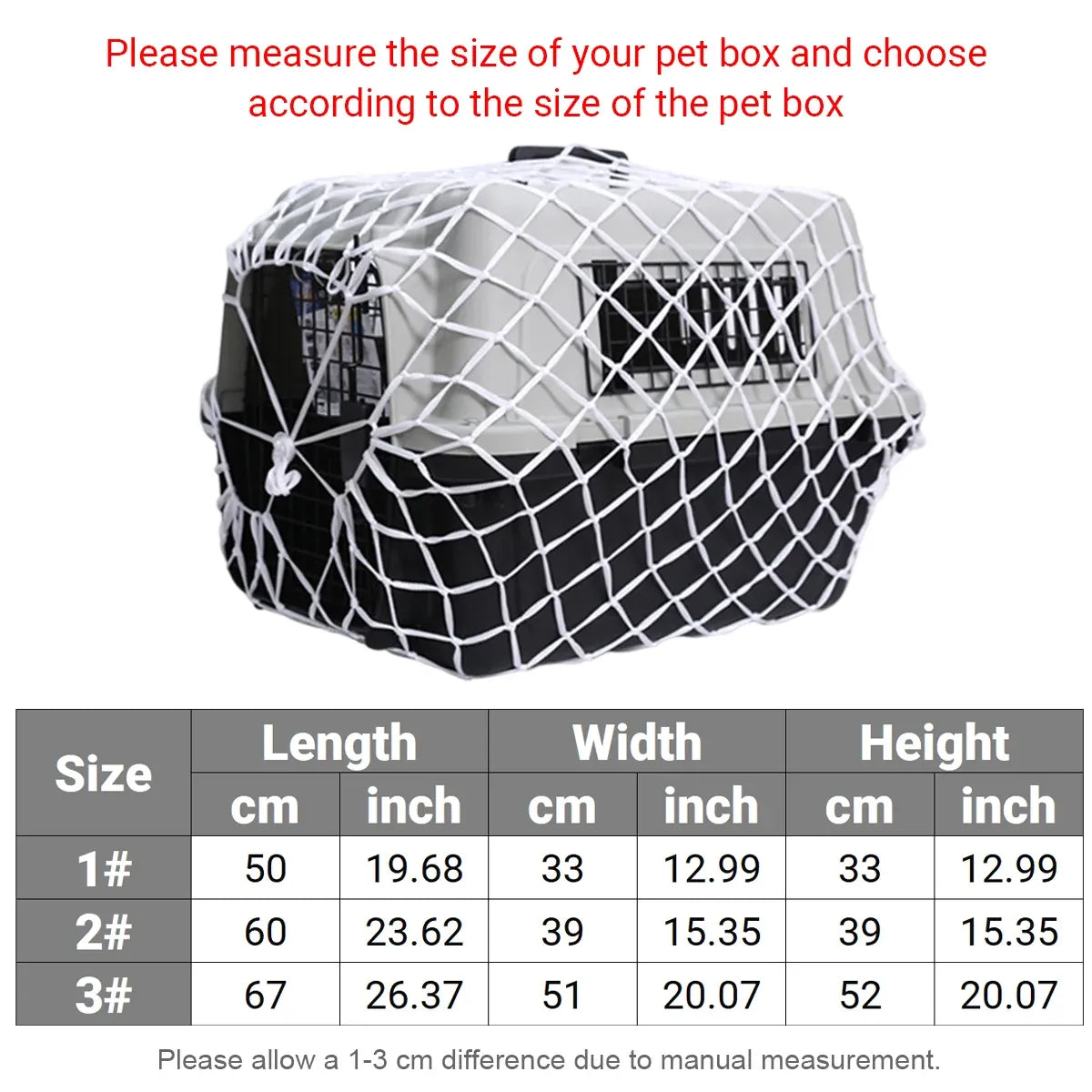 Pet Carrier Net Bag for Cat Dog Travel Mesh Cover Protective Tote Use - 67 × 52 × 51 cm