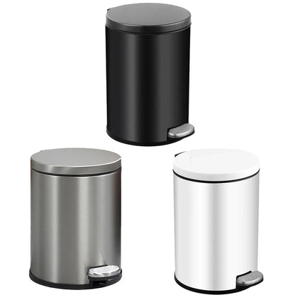 Trash Can Double Layer Foot Pedal Design with Lid Household Bin Kitchen Bathroom - Black