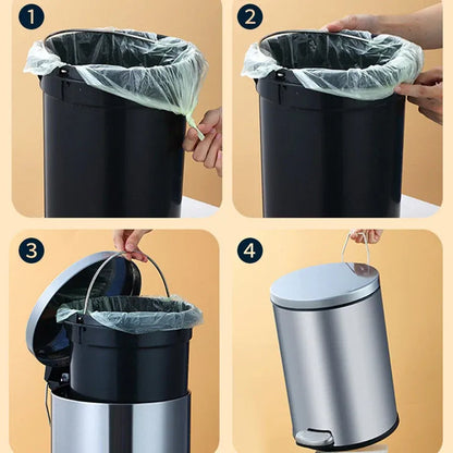 Trash Can Double Layer Foot Pedal Design with Lid Household Bin Kitchen Bathroom - Black