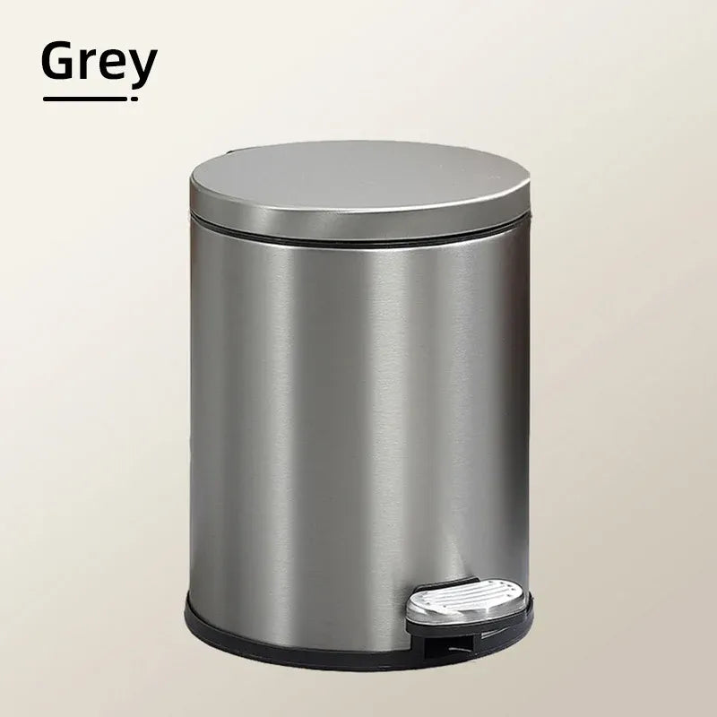 Trash Can Double Layer Foot Pedal Design with Lid Household Bin Kitchen Bathroom - Black