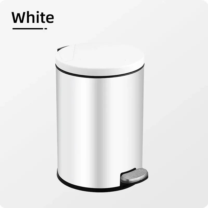Trash Can Double Layer Foot Pedal Design with Lid Household Bin Kitchen Bathroom - Black