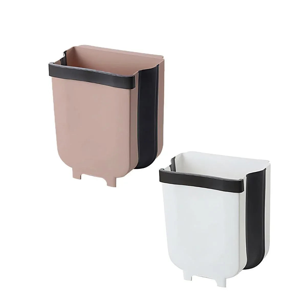 9L Hanging  Bin Wall Mounted Folding Waste Bin Kitchen Dining Cabinet Trash Can - Khaki