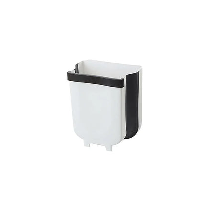 9L Hanging  Bin Wall Mounted Folding Waste Bin Kitchen Dining Cabinet Trash Can - White