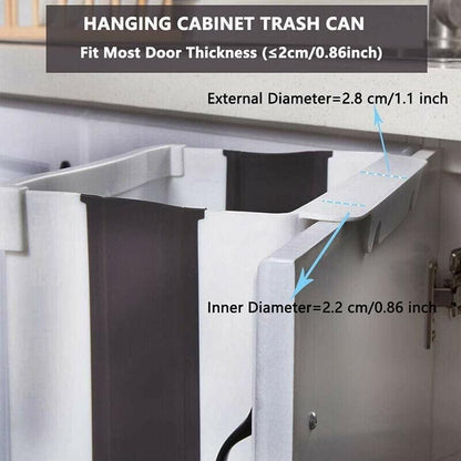 9L Hanging  Bin Wall Mounted Folding Waste Bin Kitchen Dining Cabinet Trash Can - White