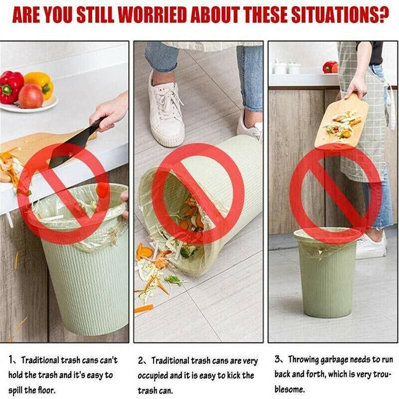 9L Hanging  Bin Wall Mounted Folding Waste Bin Kitchen Dining Cabinet Trash Can - White