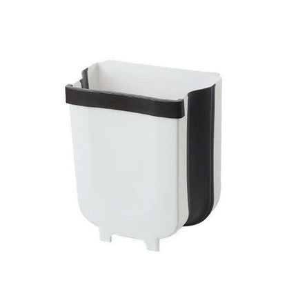 9L Hanging  Bin Wall Mounted Folding Waste Bin Kitchen Dining Cabinet Trash Can - White