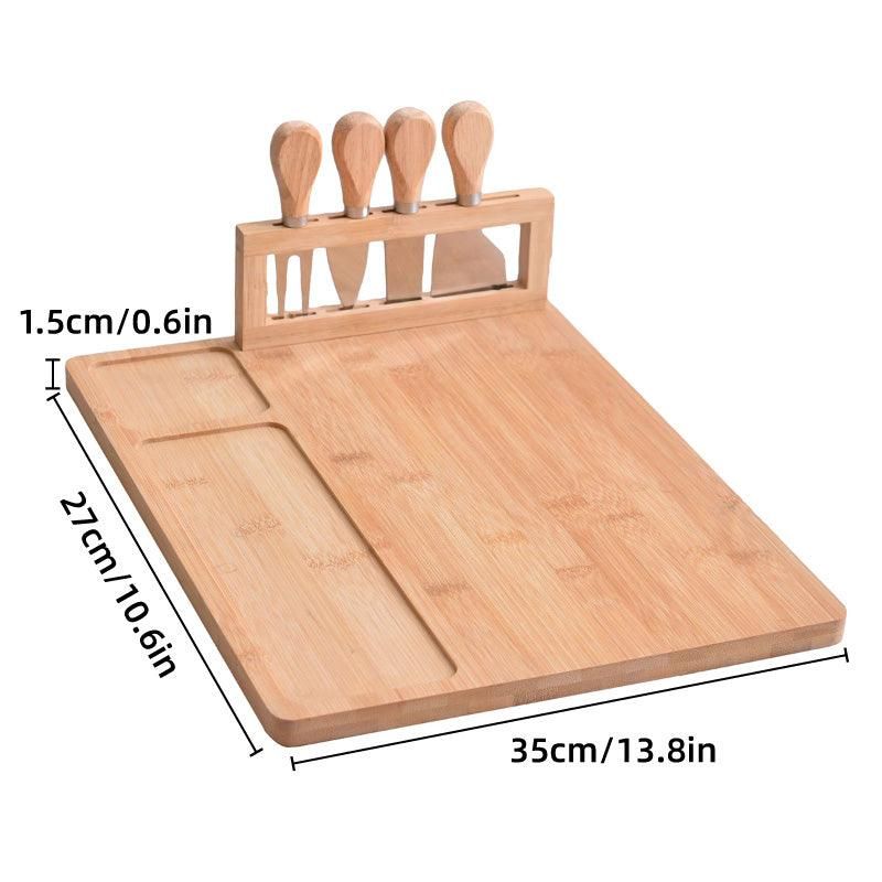 Bamboo Chopping Board Cheese Board Set with Knife Kitchen Charcuterie Serving