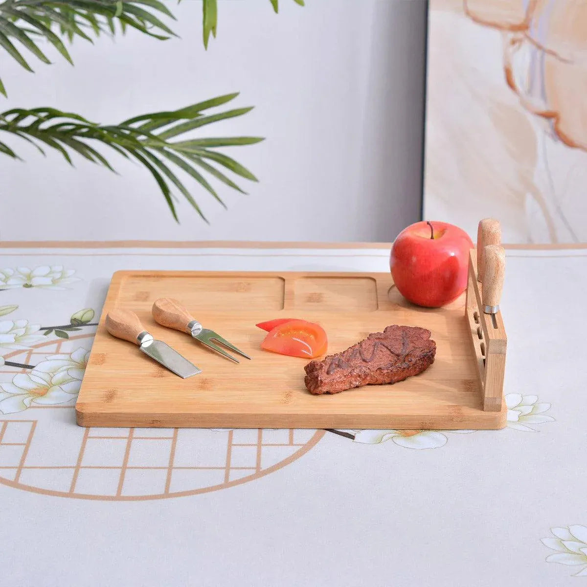 Bamboo Chopping Board Cheese Board Set with Knife Kitchen Charcuterie Serving