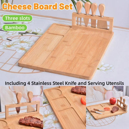 Bamboo Chopping Board Cheese Board Set with Knife Kitchen Charcuterie Serving