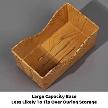 Snack Serving Tray Set Wood Grain Organiser Platter with Base Multi Compartment