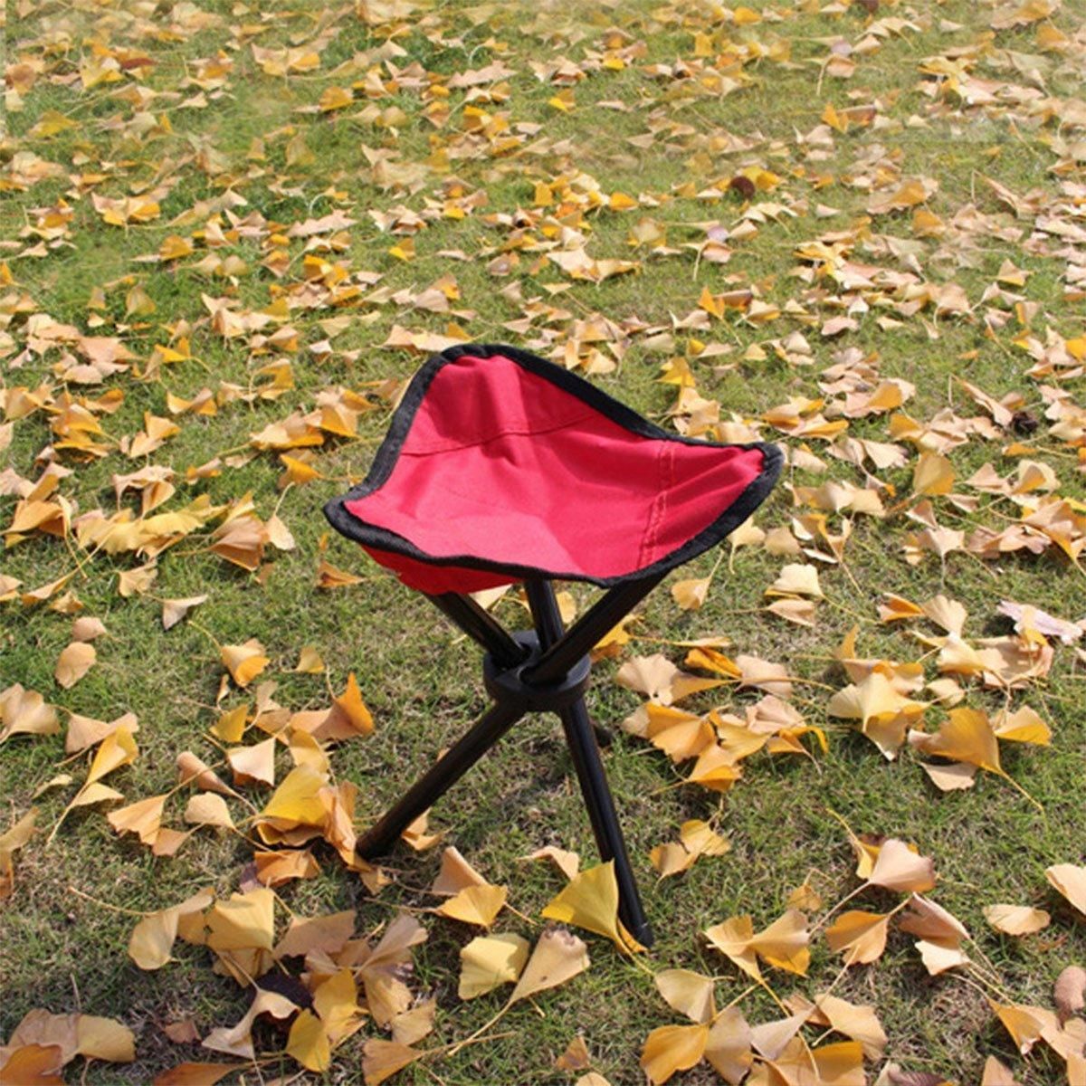 Folding Portable Beach Chair Fishing Stool Outdoor Lightweight Camping Chair - Red