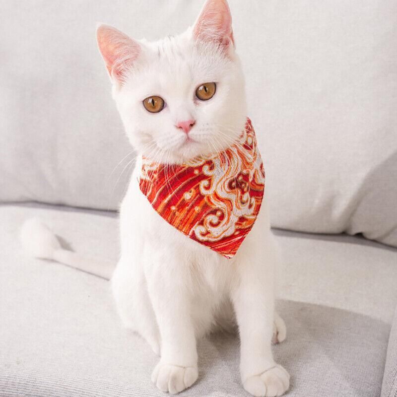 Pet Bandana-Style Collar Saliva Towel Adjustable For Cat Kitten Dog Puppy L Size - Blue