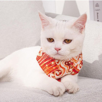 Pet Bandana-Style Collar Saliva Towel Adjustable For Cat Kitten Dog Puppy L Size - Blue