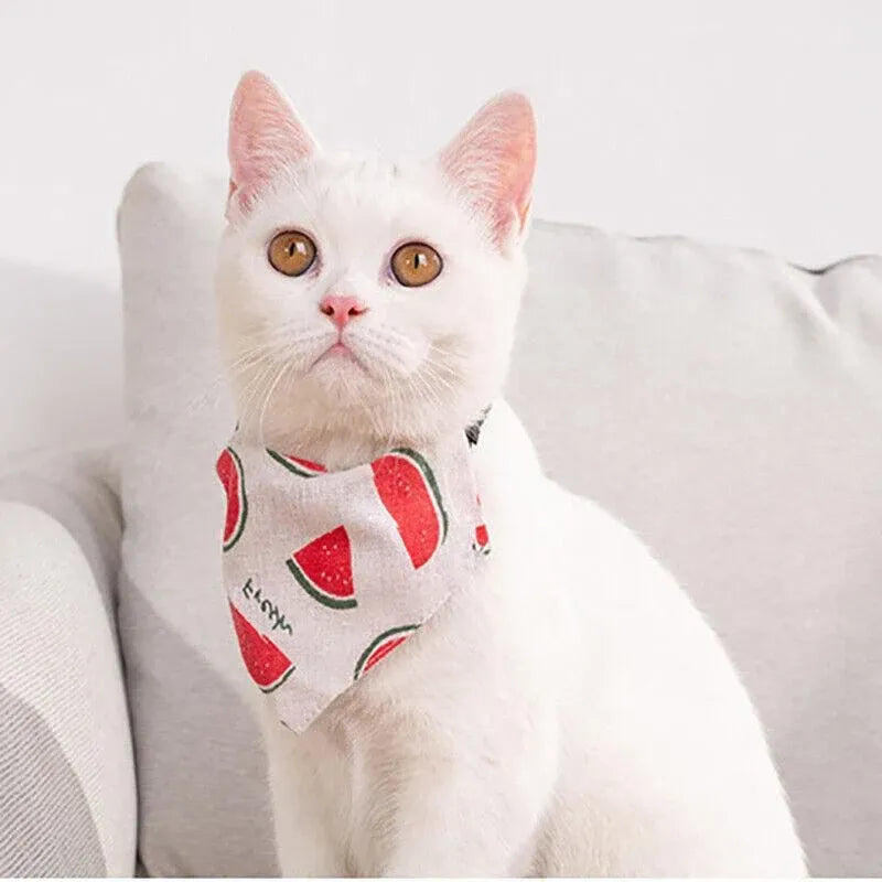Pet Bandana-Style Collar Saliva Towel Adjustable For Cat Kitten Dog Puppy L Size - Blue