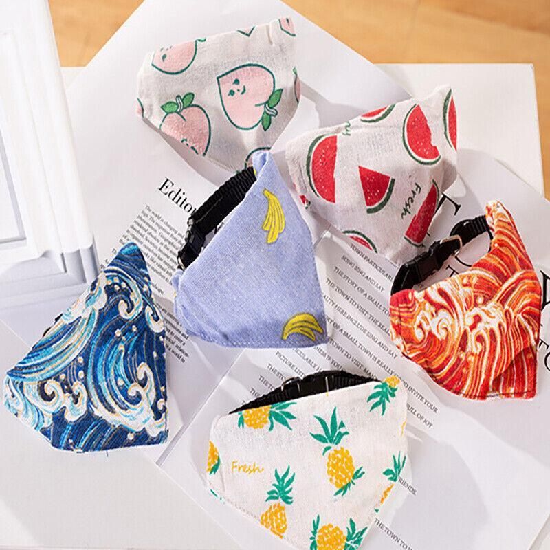 Pet Bandana-Style Collar Saliva Towel Adjustable For Cat Kitten Dog Puppy L Size - Blue