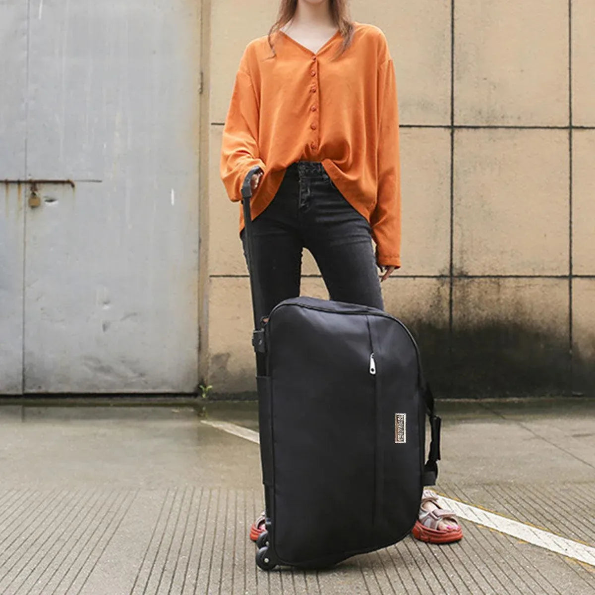 Wheeled Travel Duffle Trolley Bag Carry On Rolling Luggage Suitcase Tote Durable - Brown-20in