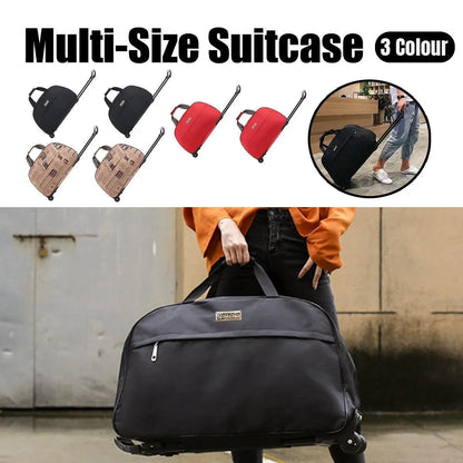 Wheeled Travel Duffle Trolley Bag Carry On Rolling Luggage Suitcase Tote Durable - Brown-20in