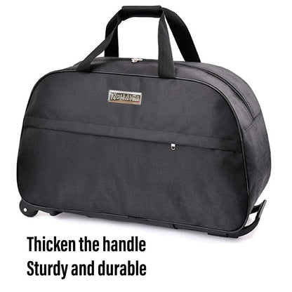 Wheeled Travel Duffle Trolley Bag Carry On Rolling Luggage Suitcase Tote Durable - Black-24in