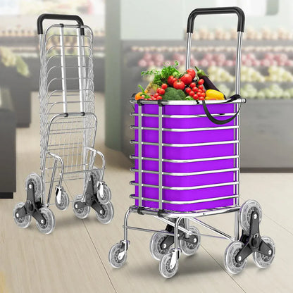 Folding Vegetable Basket Trolley Small Trailer Grocery Shopping Pulling Cart
