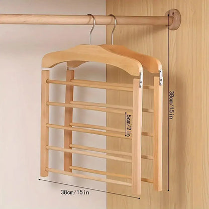 Multi Tier Wooden Trouser Rack Household Towel Rack Space Saving Pants Hanger - Original wood